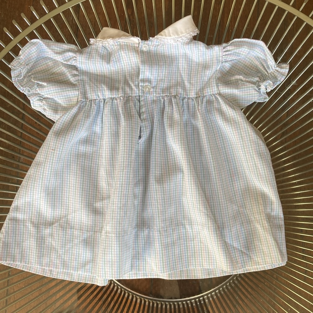 Vintage check dress with goose duck applique size 12 months 80s 90s - Picture 3 of 12